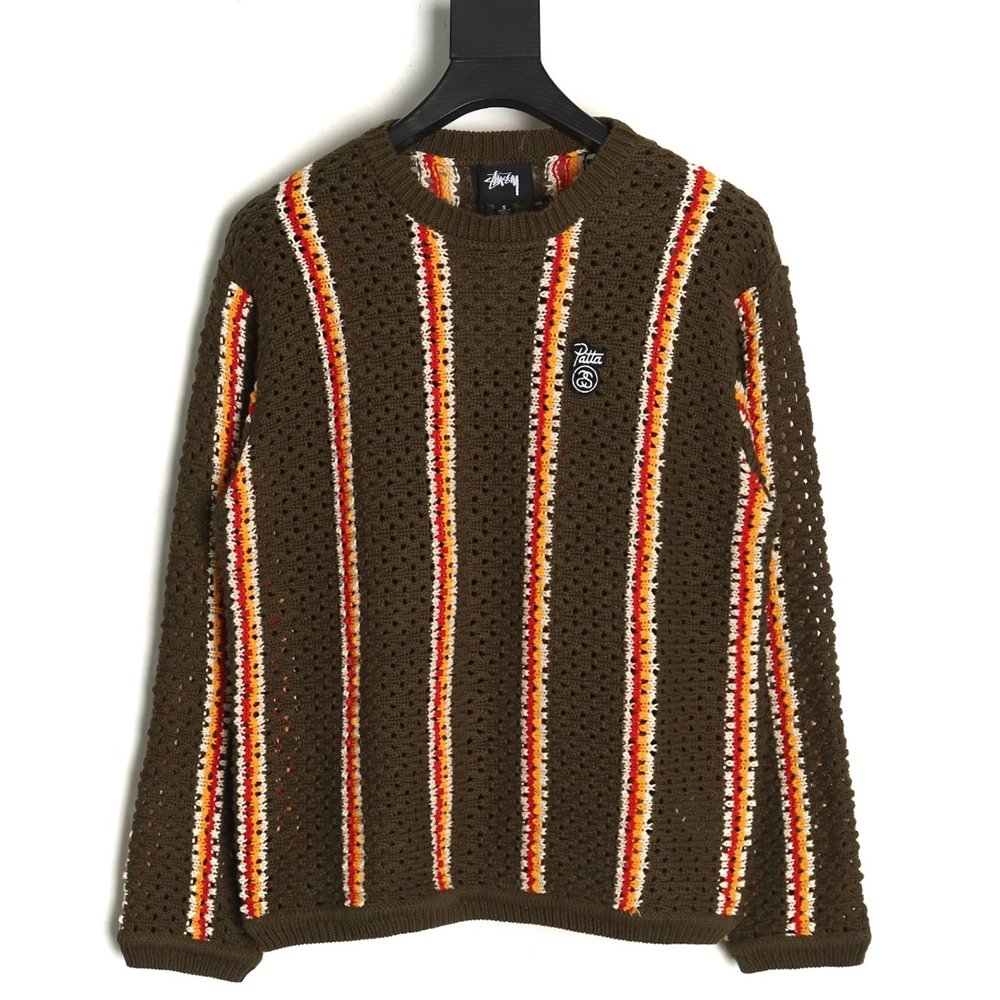 Stussy in low price trust seller,in low price trust seller,Clothing,Buy Cheap Discount Stussy Patta Logo Stripe Loose Crewneck S