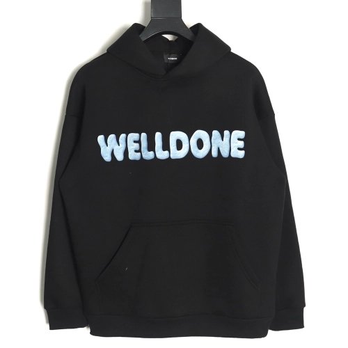 We11done Hoodie,Hoodie,Clothing,Buy Cheap Discount We11 Done wrinkled leather lettering hoodie