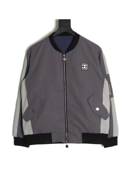 Chanel Jacket,Jacket,Clothing,Buy Cheap Discount Chanel Embroidered Slogan Vintage Zip Reversible Cotton Jacket