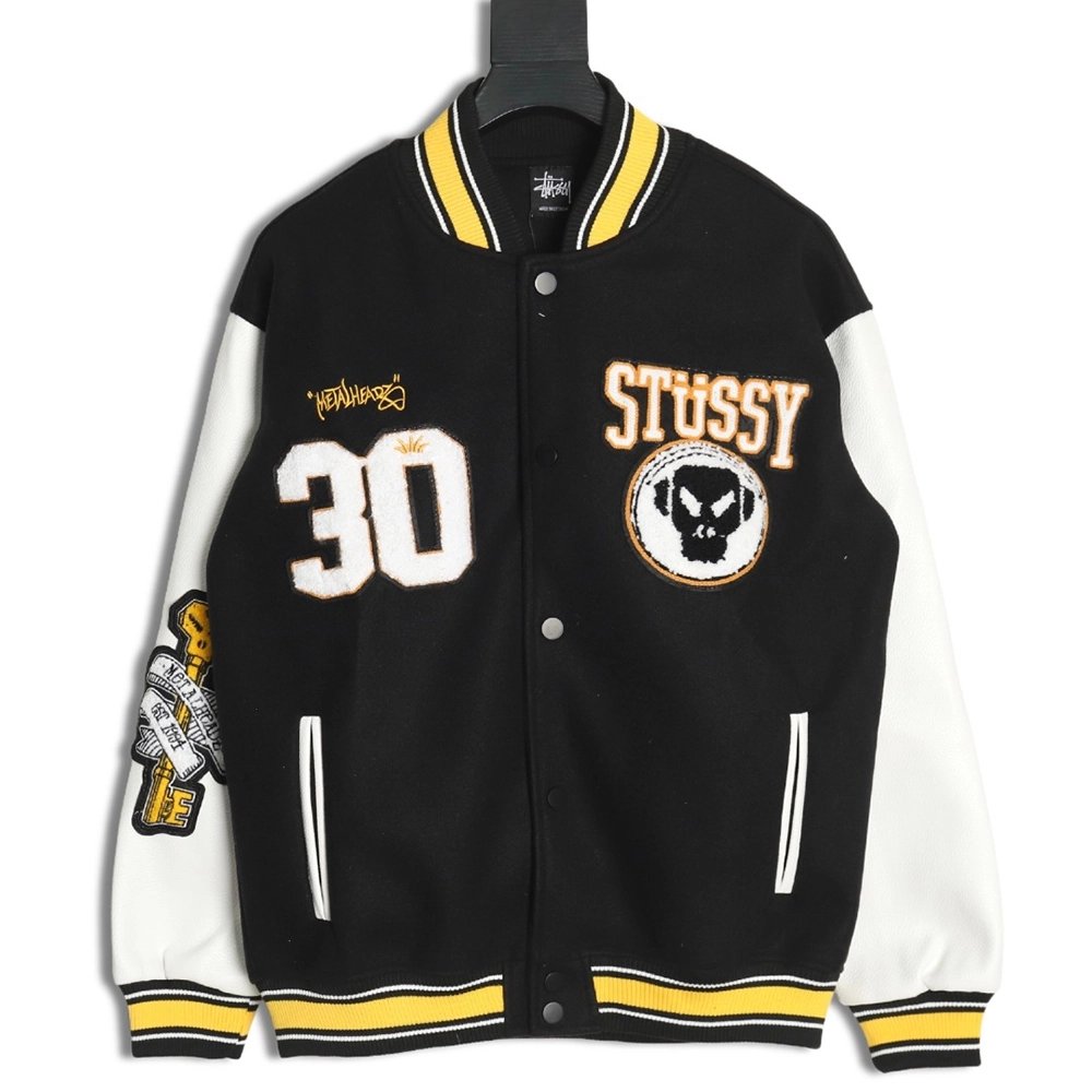 Stussy Jacket,Jacket,Clothing,Buy Cheap Discount Stussy Metalheadz Joint Model Towel Embroidery Baseball Jacket