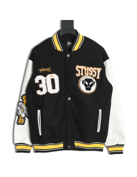 Stussy Jacket,Jacket,Clothing,Buy Cheap Discount Stussy Metalheadz Joint Model Towel Embroidery Baseball Jacket