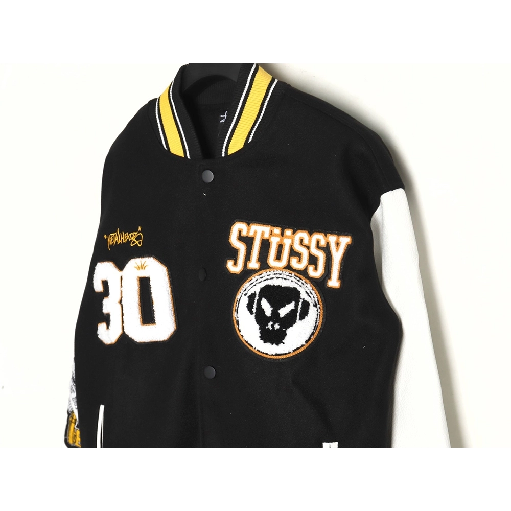 Stussy Jacket,Jacket,Clothing,Buy Cheap Discount Stussy Metalheadz Joint Model Towel Embroidery Baseball Jacket