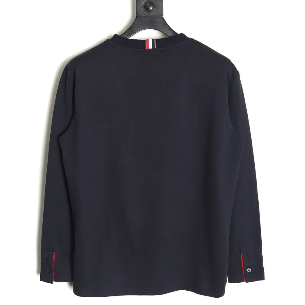 Thom Browne T Shirt,Tshirt,Clothing,Buy Cheap Discount Thom Browne Yarndyed chest pocket longsleeved Tshirt