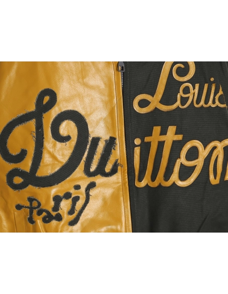 Louis Vuitton Splice Leather Baseball Jacket,Louis Vuitton Jacket,Jacket,APPAREL Clothing