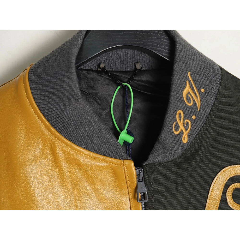 Louis Vuitton Splice Leather Baseball Jacket,Louis Vuitton Jacket,Jacket,APPAREL Clothing