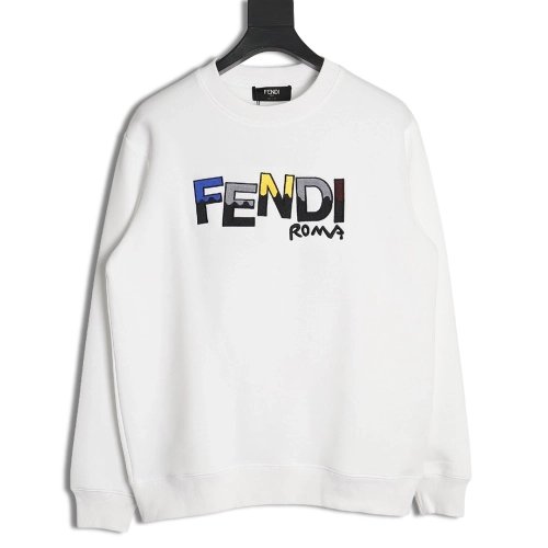 Fendi Funny Cartoon Letters Round Neck Sweatshirt,Fendi Sweatshirt,Sweatshirt,APPAREL Clothing