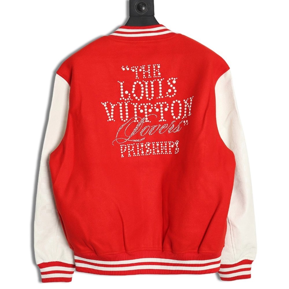 Louis Vuitton pearls hot diamond letters baseball jersey,Louis Vuitton Jacket,Jacket,APPAREL Clothing