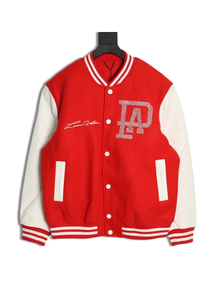 Louis Vuitton pearls hot diamond letters baseball jersey,Louis Vuitton Jacket,Jacket,APPAREL Clothing