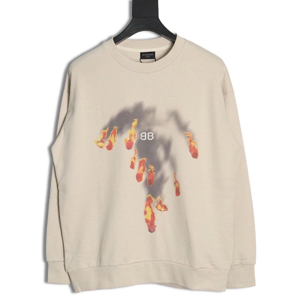 Balenciaga flame pattern crew neck sweatshirt,Balenciaga Sweatshirt,Sweatshirt,APPAREL Clothing