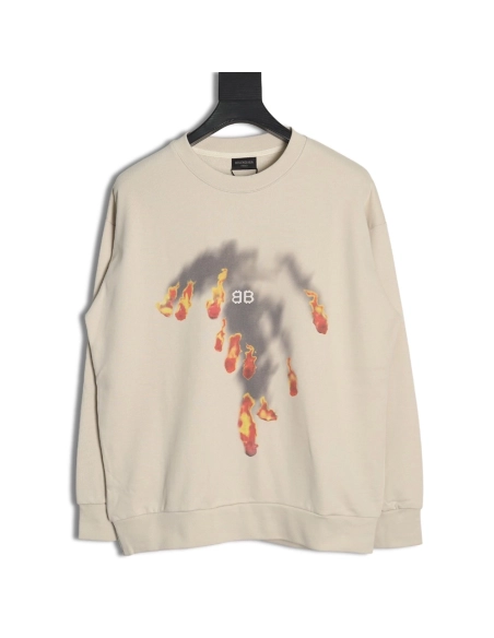 Balenciaga flame pattern crew neck sweatshirt,Balenciaga Sweatshirt,Sweatshirt,APPAREL Clothing