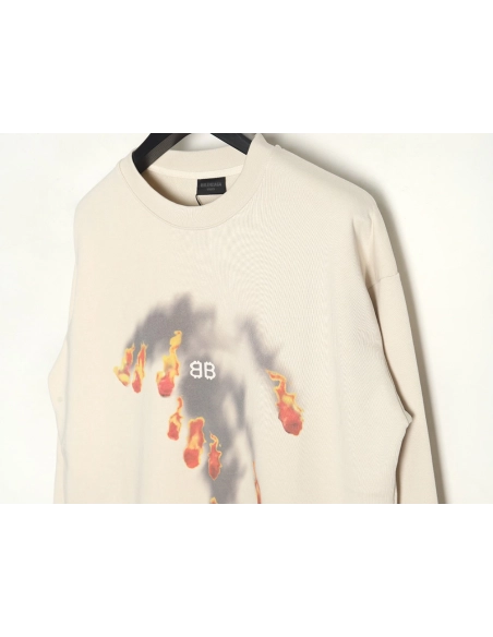 Balenciaga flame pattern crew neck sweatshirt,Balenciaga Sweatshirt,Sweatshirt,APPAREL Clothing