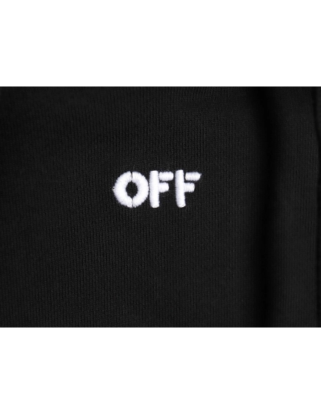 off white pure black embroidered hoodie,Off White Hoodie,Hoodie,APPAREL Clothing