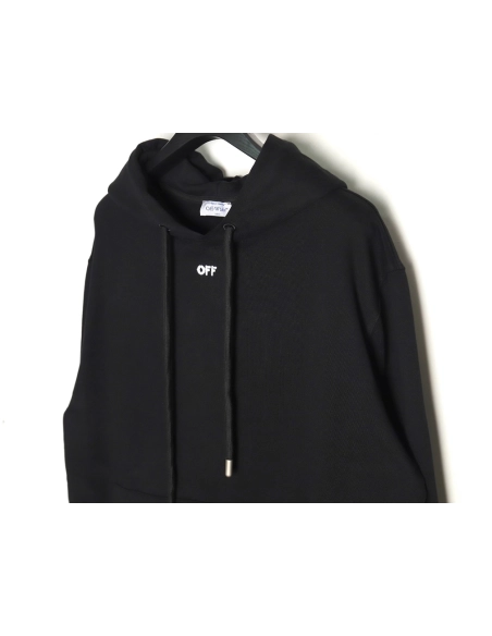 off white pure black embroidered hoodie,Off White Hoodie,Hoodie,APPAREL Clothing