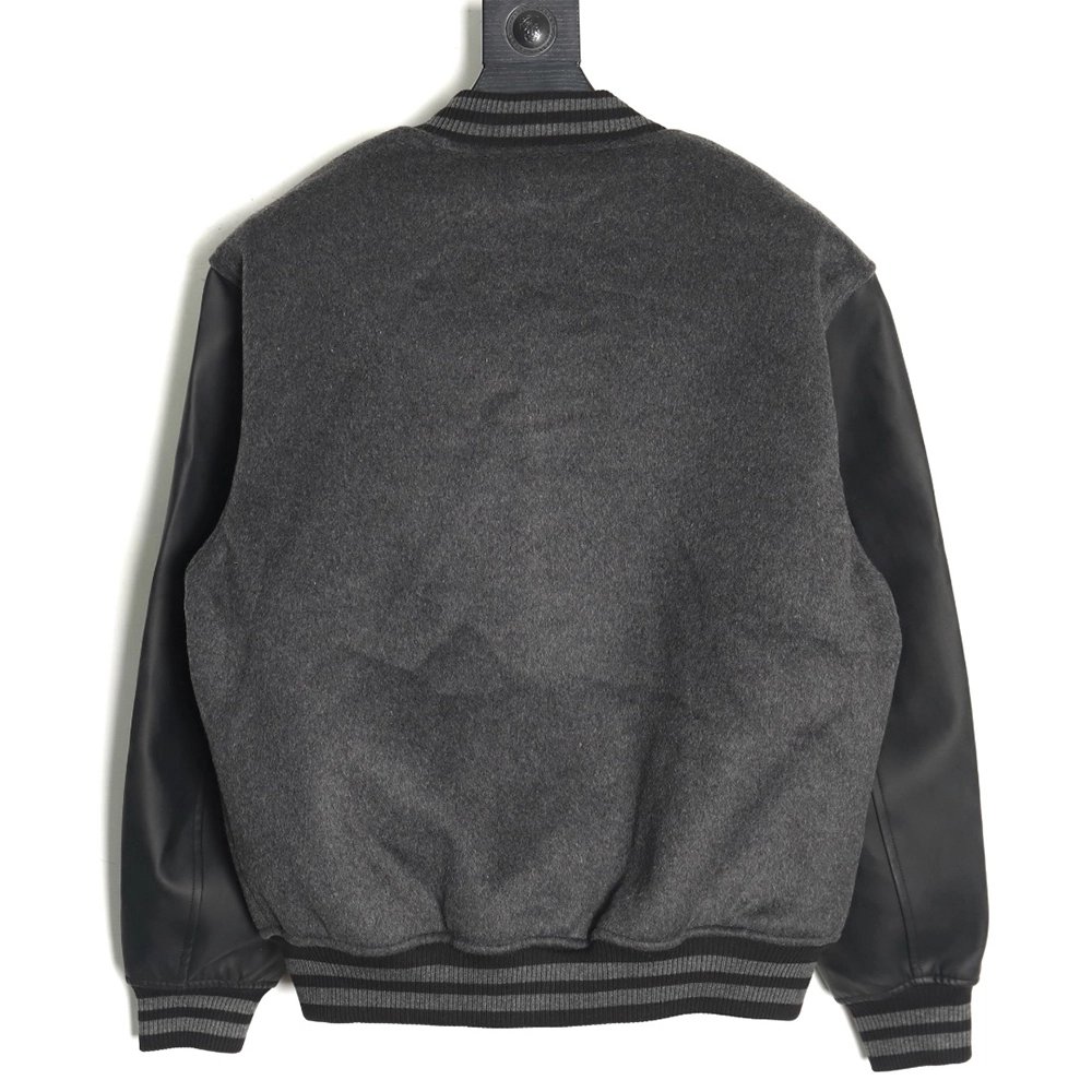 Louis Vuitton Embroidered Lettering Leather Sleeves Baseball Jacket,Louis Vuitton Jacket,Jacket,Buy cheap clothing haul France