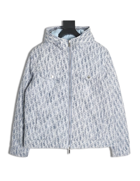 Dior all over print distressed jacquard LOGO hooded down jacket,Dior Jacket,Jacket,Buy cheap clothing haul France