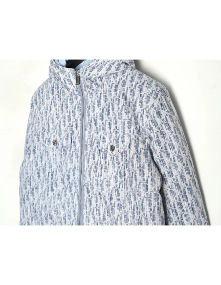Dior all over print distressed jacquard LOGO hooded down jacket,Dior Jacket,Jacket,Buy cheap clothing haul France