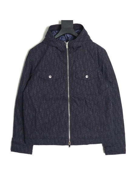 Dior all over print distressed jacquard LOGO hooded down jacket,Dior Jacket,Jacket,Buy cheap clothing haul France