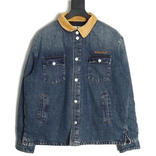 Miu Miu corduroy collar down denim jacket,Miu Miu Jacket,Jacket,Buy cheap clothing haul France