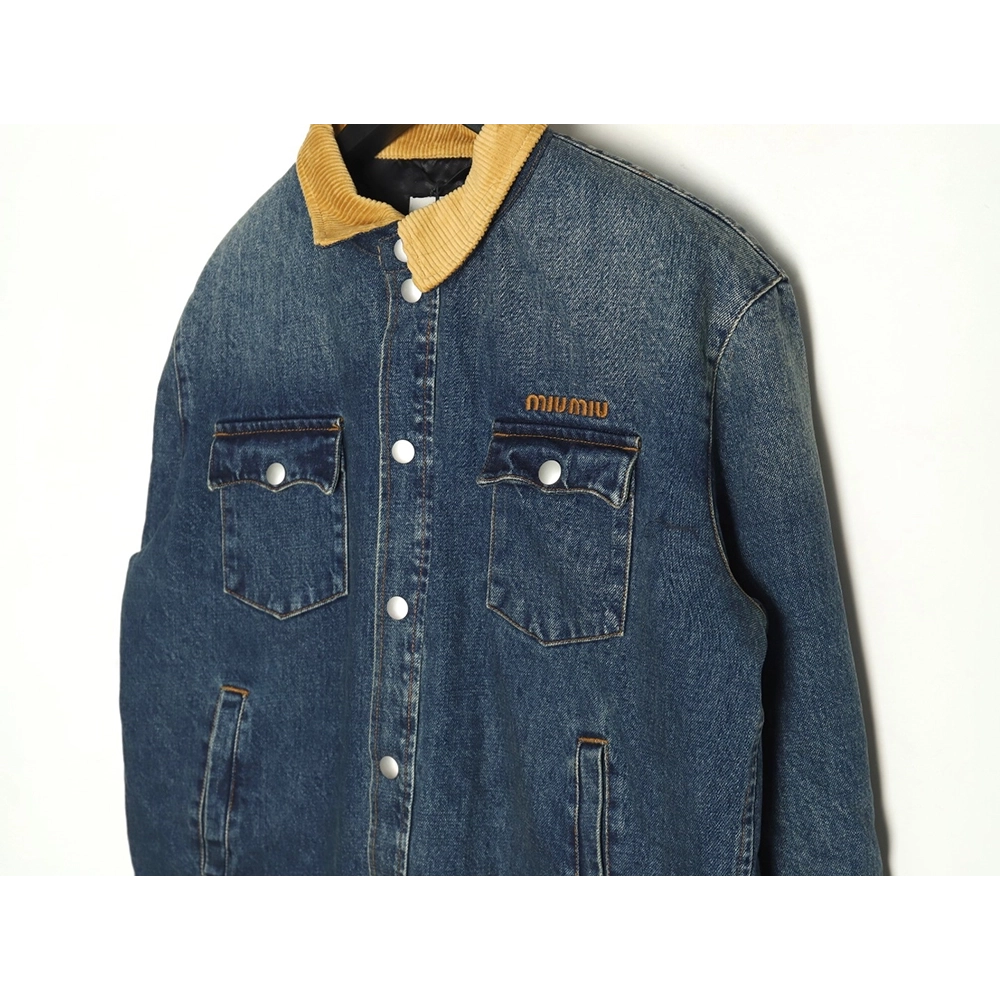 Miu Miu corduroy collar down denim jacket,Miu Miu Jacket,Jacket,Buy cheap clothing haul France