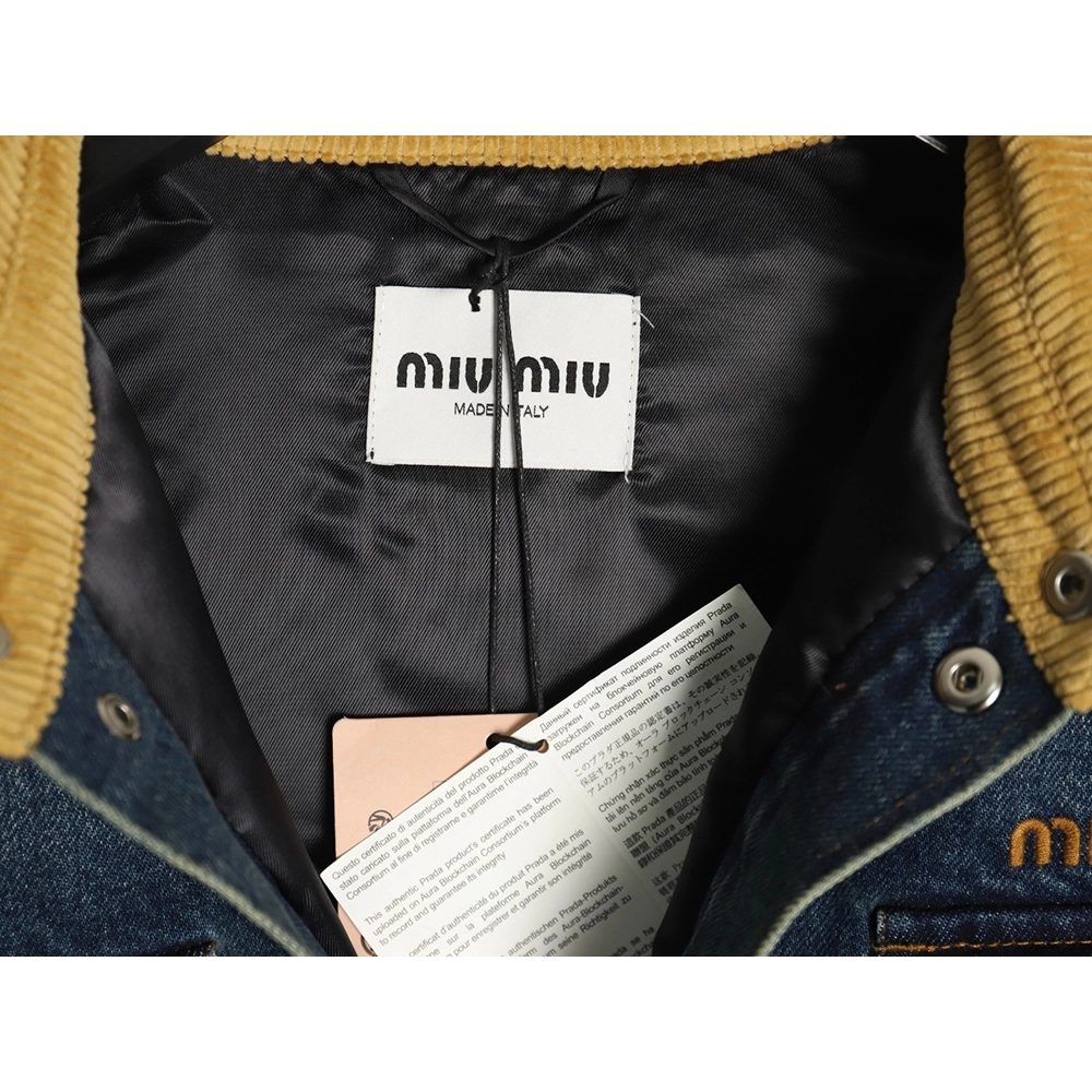 Miu Miu corduroy collar down denim jacket,Miu Miu Jacket,Jacket,Buy cheap clothing haul France