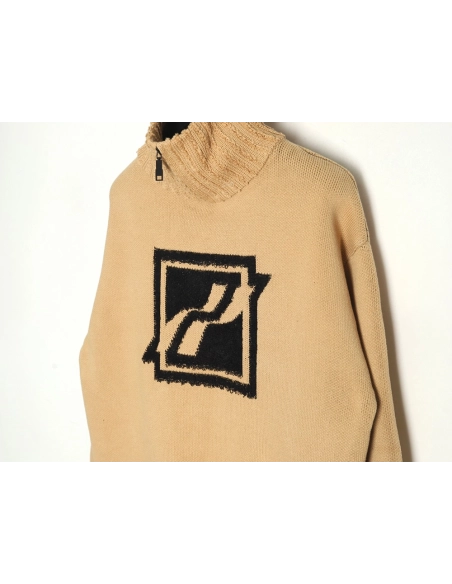 We11 Done Square LOGO Half Zip Turtleneck Sweater,We11done Sweatshirt,Sweatshirt,Buy cheap clothing haul France