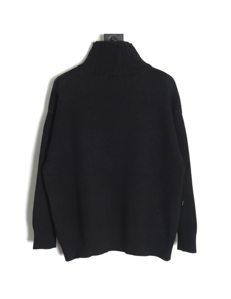 We11 Done Square LOGO Half Zip Turtleneck Sweater,We11done Sweatshirt,Sweatshirt,Buy cheap clothing haul France