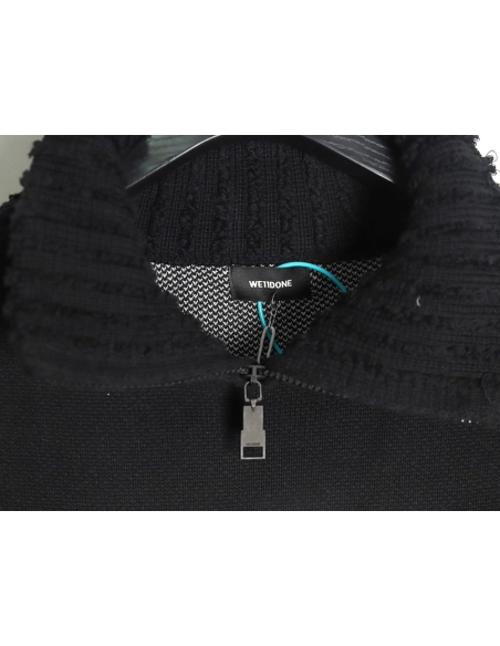We11 Done Square LOGO Half Zip Turtleneck Sweater,We11done Sweatshirt,Sweatshirt,Buy cheap clothing haul France