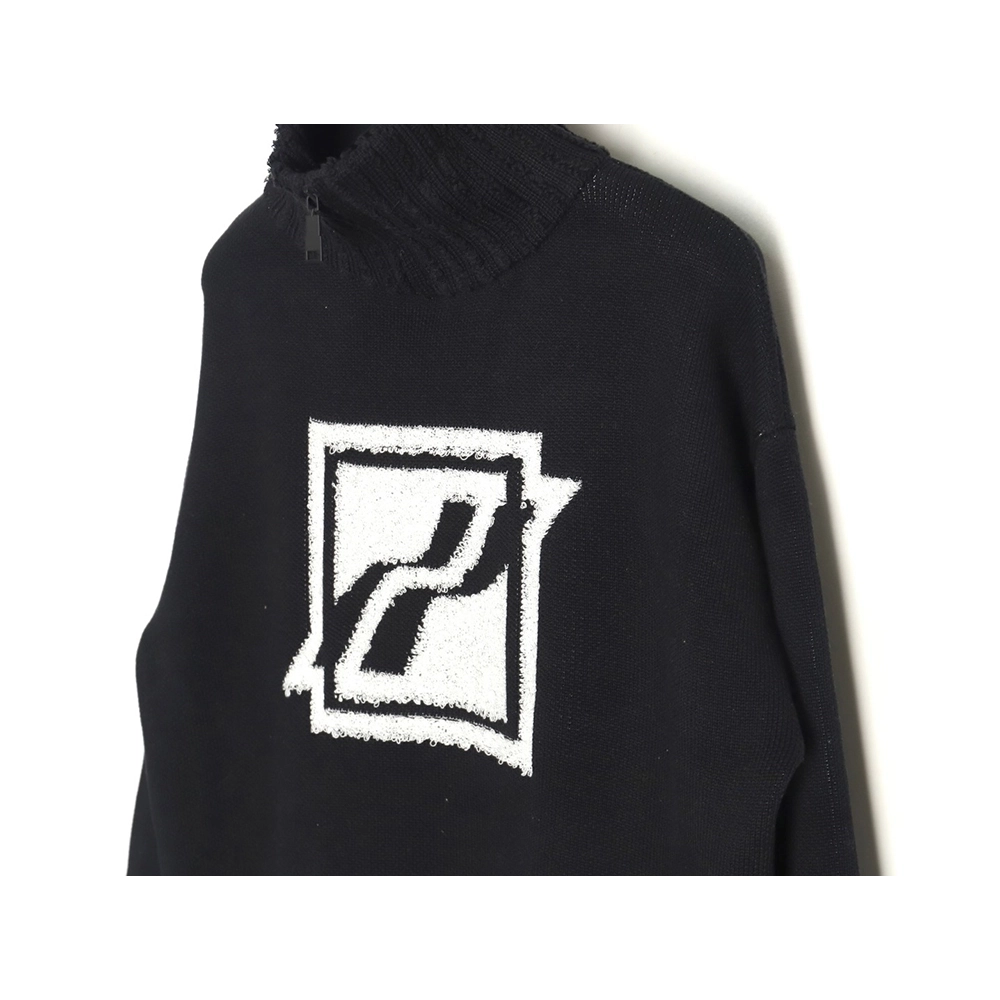 We11 Done Square LOGO Half Zip Turtleneck Sweater,We11done Sweatshirt,Sweatshirt,Buy cheap clothing haul France