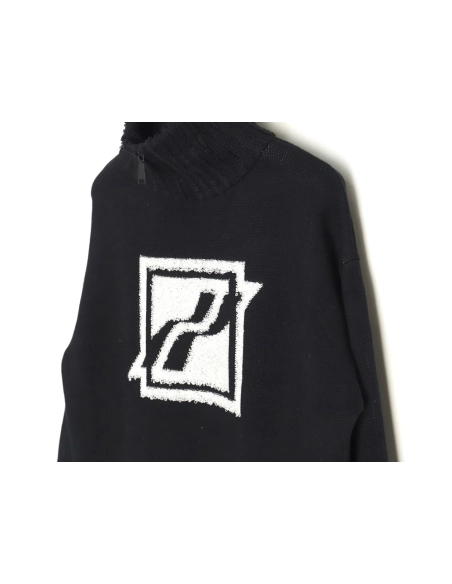 We11 Done Square LOGO Half Zip Turtleneck Sweater,We11done Sweatshirt,Sweatshirt,Buy cheap clothing haul France