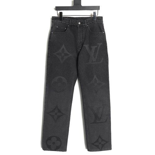 Louis Vuitton dark pattern presbyopic logo twill jeans,Louis Vuitton Jeans,CASUAL PANTS,Buy cheap clothing haul France