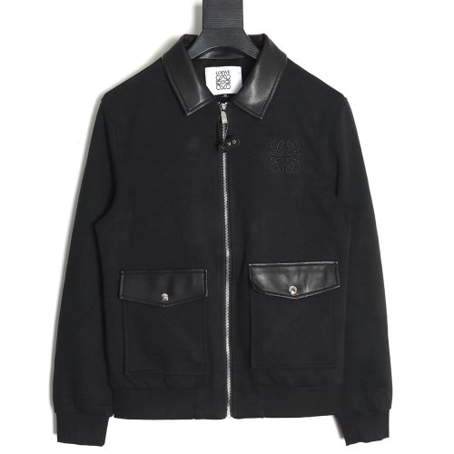 Loewe patchwork leather lapel jacket,Loewe Jacket,Sweatshirt,Buy cheap clothing haul France