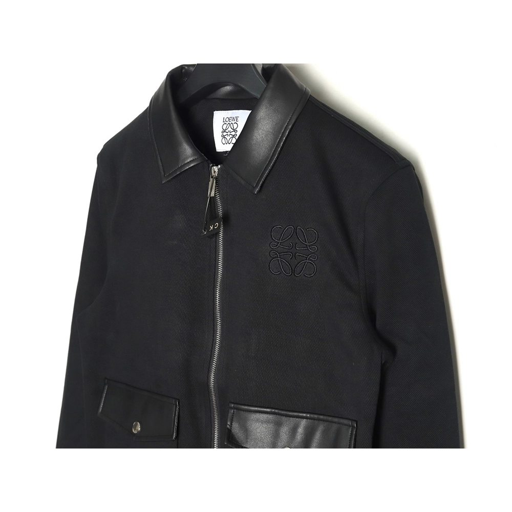 Loewe patchwork leather lapel jacket,Loewe Jacket,Sweatshirt,Buy cheap clothing haul France