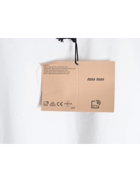 Miu Miu Embroidered Cotton Long Sleeve TShirt,Miu Miu,MIU-05241215