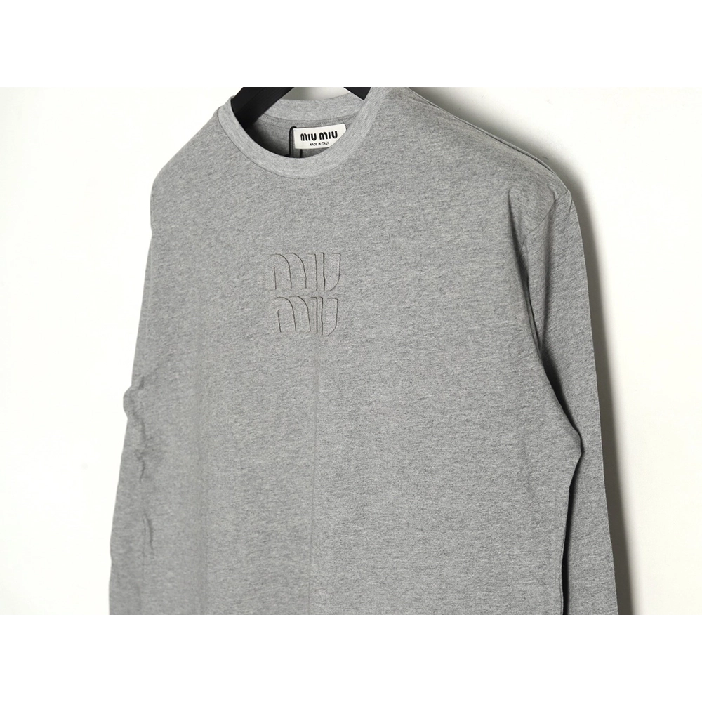 Miu Miu Embroidered Cotton Long Sleeve TShirt,Miu Miu,MIU-06241215