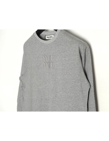 Miu Miu Embroidered Cotton Long Sleeve TShirt,Miu Miu,MIU-06241215