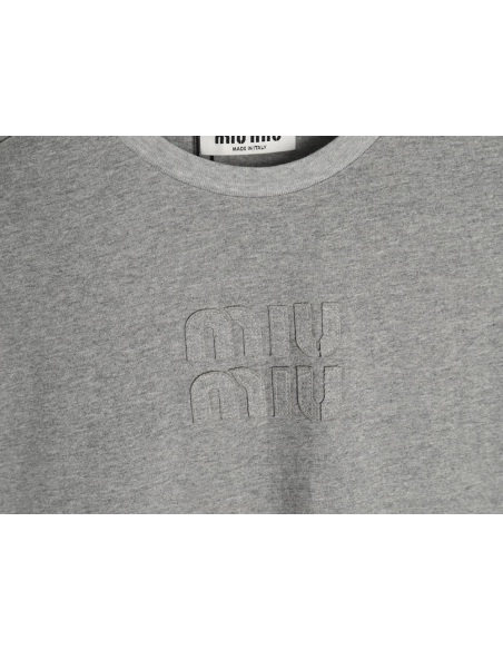 Miu Miu Embroidered Cotton Long Sleeve TShirt,Miu Miu,MIU-06241215
