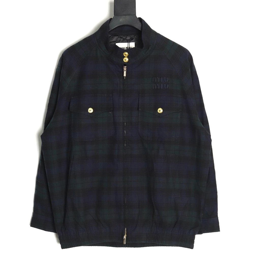Miu Miu embroidered monogram check jacket,Miu Miu,MIU-07241215