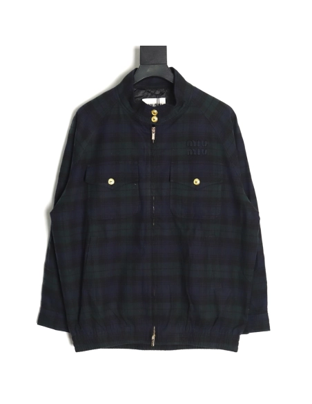 Miu Miu embroidered monogram check jacket,Miu Miu,MIU-07241215