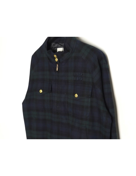 Miu Miu embroidered monogram check jacket,Miu Miu,MIU-07241215