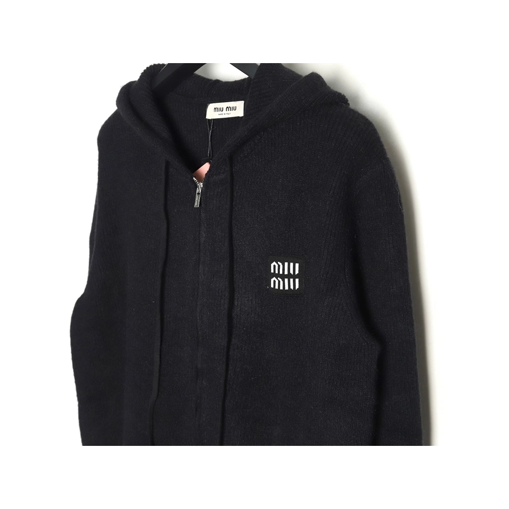 Miu Miu logo embroidered zipup hooded sweater,Miu Miu,MIU-21241215