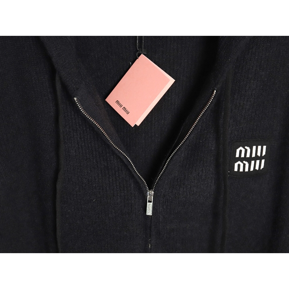 Miu Miu logo embroidered zipup hooded sweater,Miu Miu,MIU-21241215