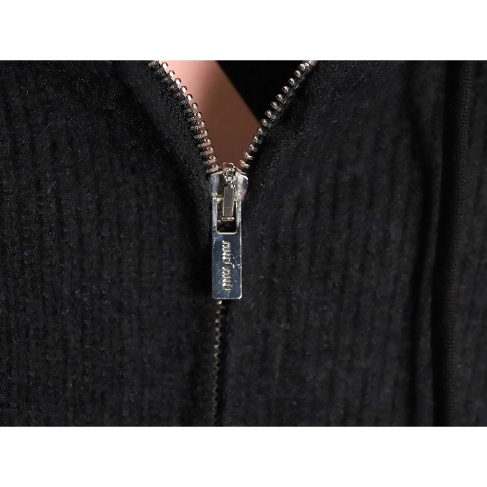 Miu Miu logo embroidered zipup hooded sweater,Miu Miu,MIU-21241215