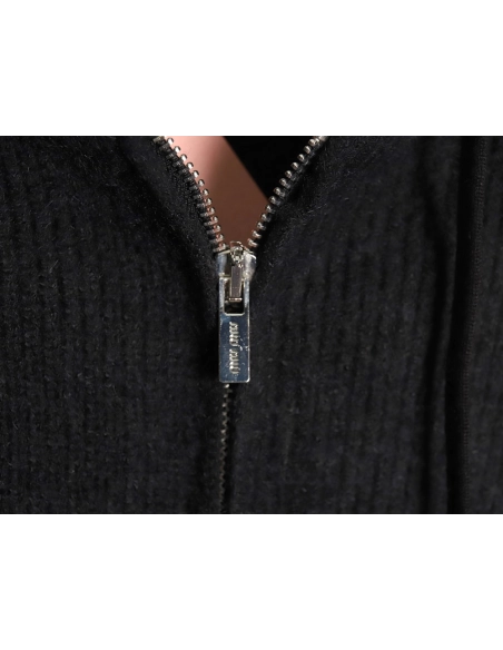 Miu Miu logo embroidered zipup hooded sweater,Miu Miu,MIU-21241215