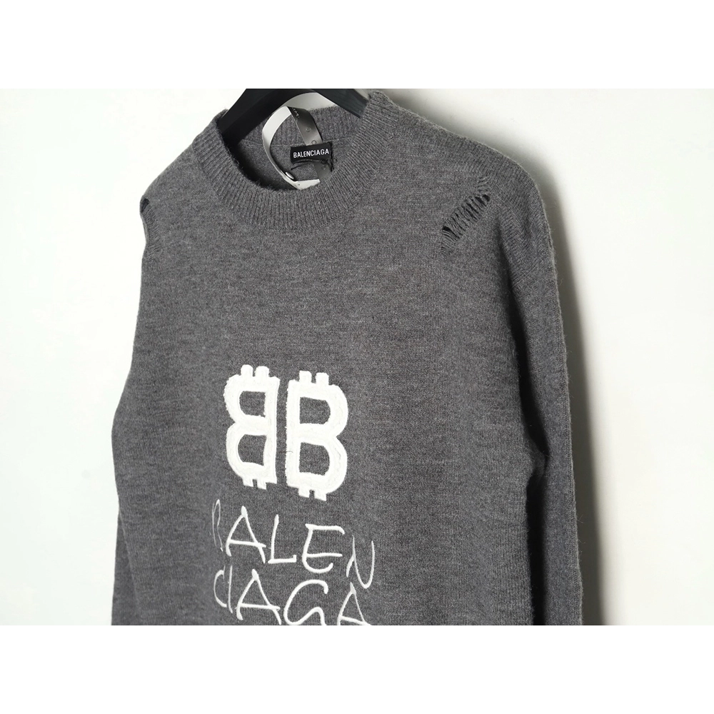 Balenciaga Double B embroidered knitted crewneck sweater,Balenciaga