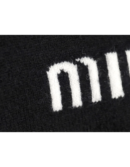 Miu Miu Lettering Jacquard Long Sleeve Crewneck Sweater,Miu Miu