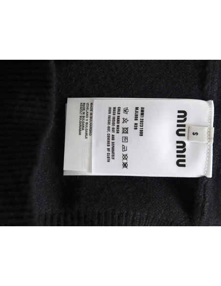 Miu Miu Lettering Jacquard Long Sleeve Crewneck Sweater,Miu Miu