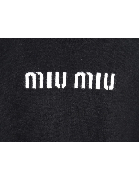 Miu Miu Lettering Jacquard Long Sleeve Crewneck Sweater,Miu Miu
