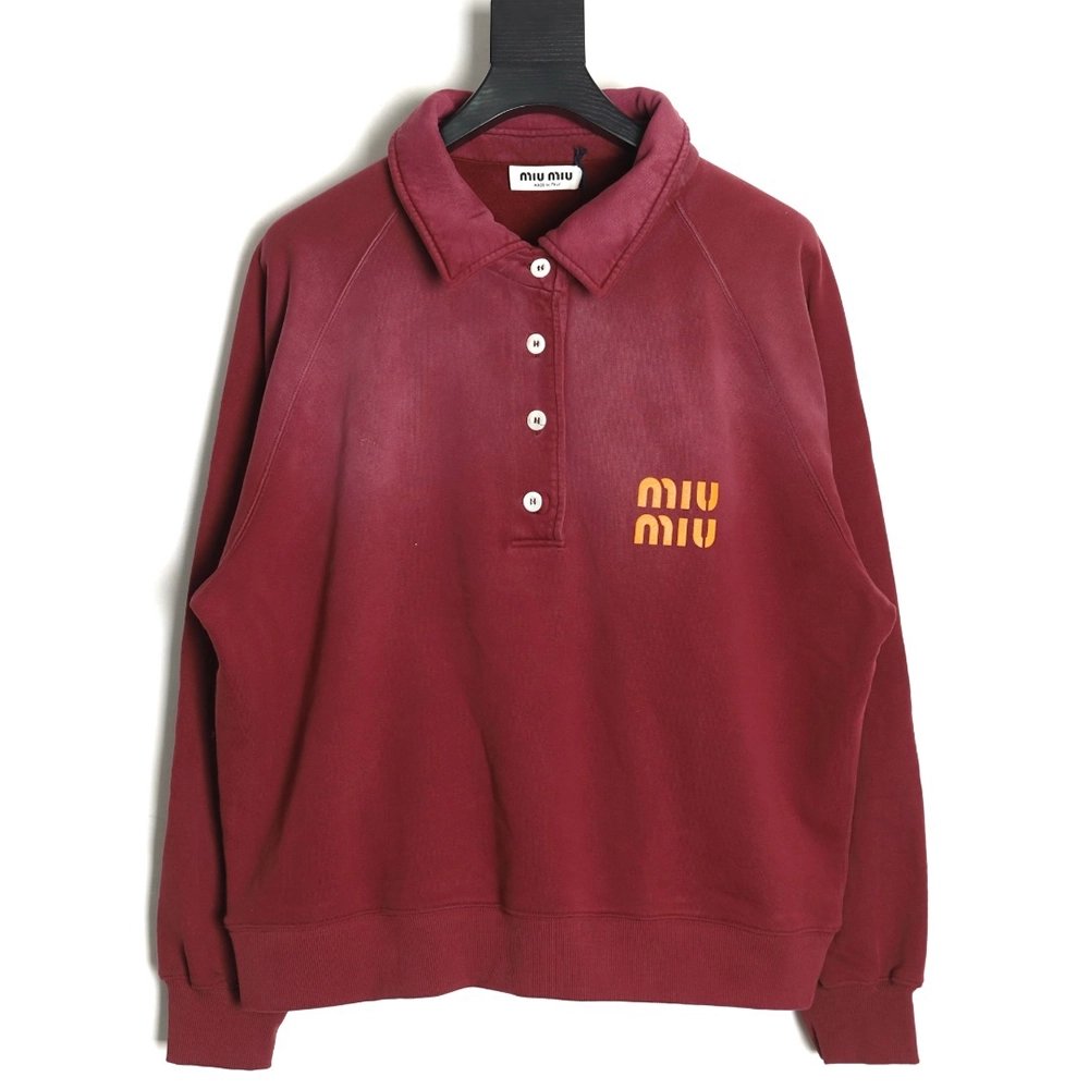 Miu Miu washed gradient print Polo sweatshirt,Miu Miu