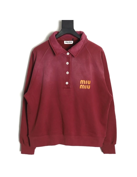 Miu Miu washed gradient print Polo sweatshirt,Miu Miu