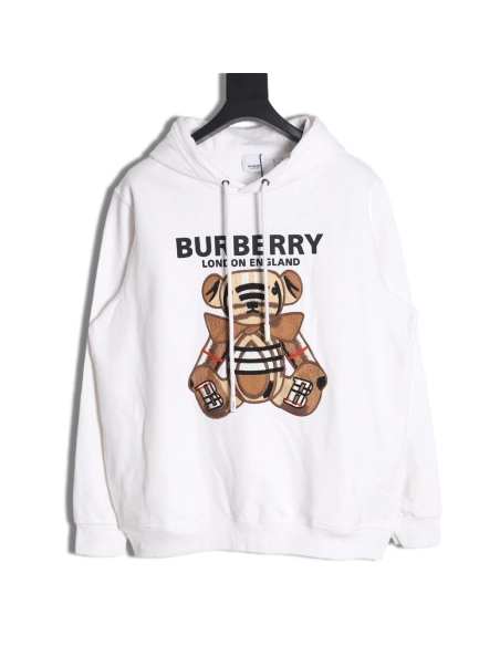 Burberry embroidered teddy bear hooded sweatshirt,Burberry